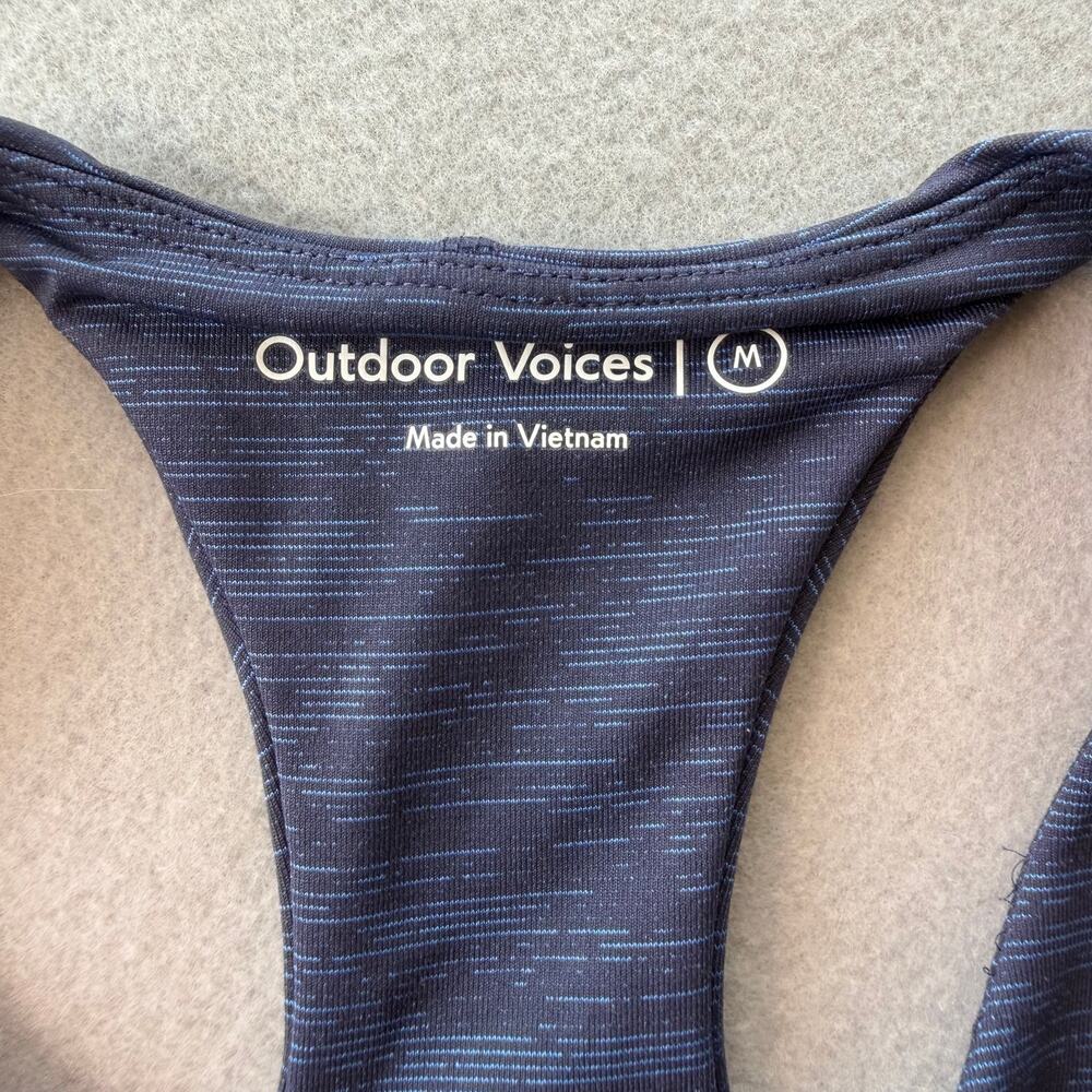 Outdoor Voices Navy Blue Heather Move Free Crop Top Racer Back Sports Gym Bra - Picture 3 of 4